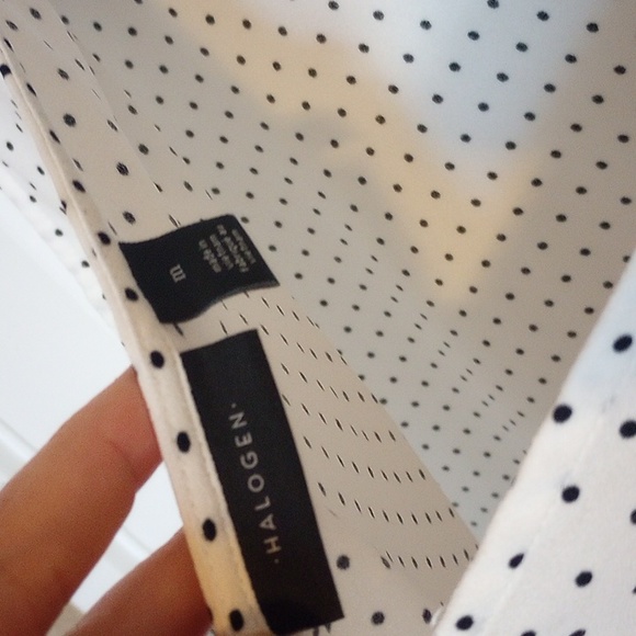 Halogen polka dot cap sleeved hi-low blouse | M - Picture 3 of 3